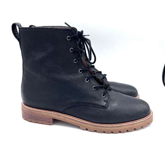 Madewell Women Combat Boot The Clair Leather Lace Up MA979 Black Grunge Punk - Picture 5 of 16